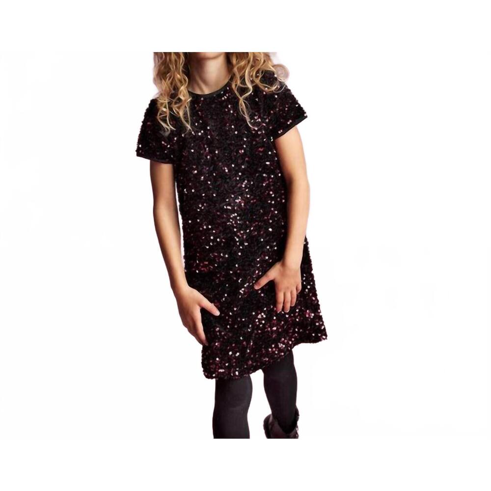 NEW CREAMIE velour sequin dress in burgundy